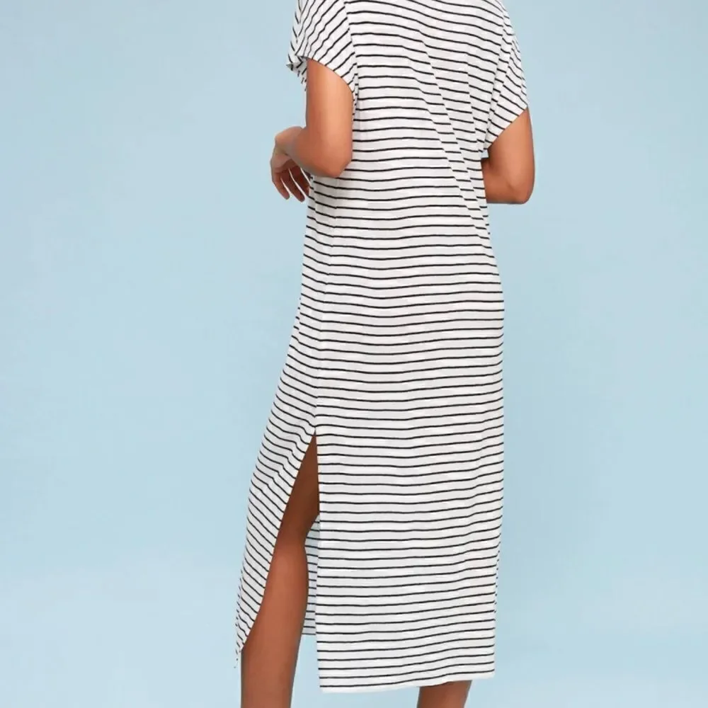 Amuse Society Basic black and White Knotted MIDI Dress
